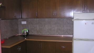 Fridge, dishwasher, electric kettle, cookware/dishes/utensils