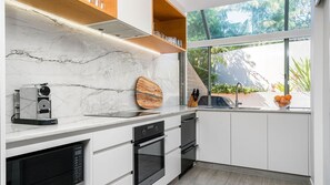 Fridge, microwave, dishwasher, toaster