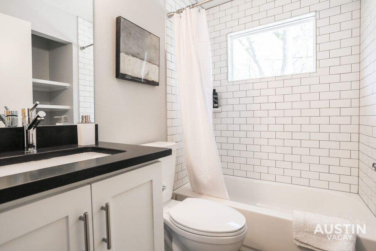 Eco-friendly toiletries, hair dryer, towels, soap
