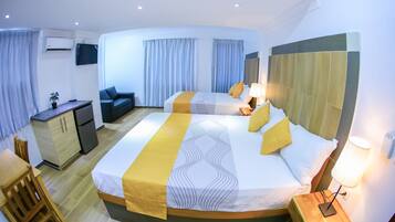 Family Quadruple Room | Egyptian cotton sheets, premium bedding, down comforters, in-room safe