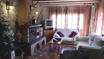 Televisión y chimenea