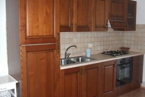 Fridge, oven, stovetop, cookware/dishes/utensils