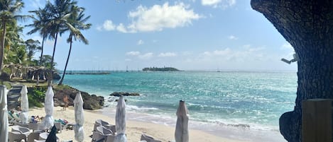 On the beach, beach towels
