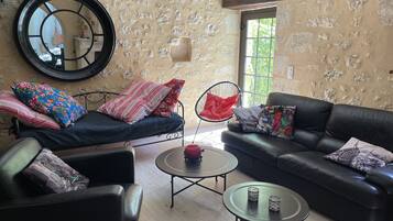 Smart TV, chimenea y libros