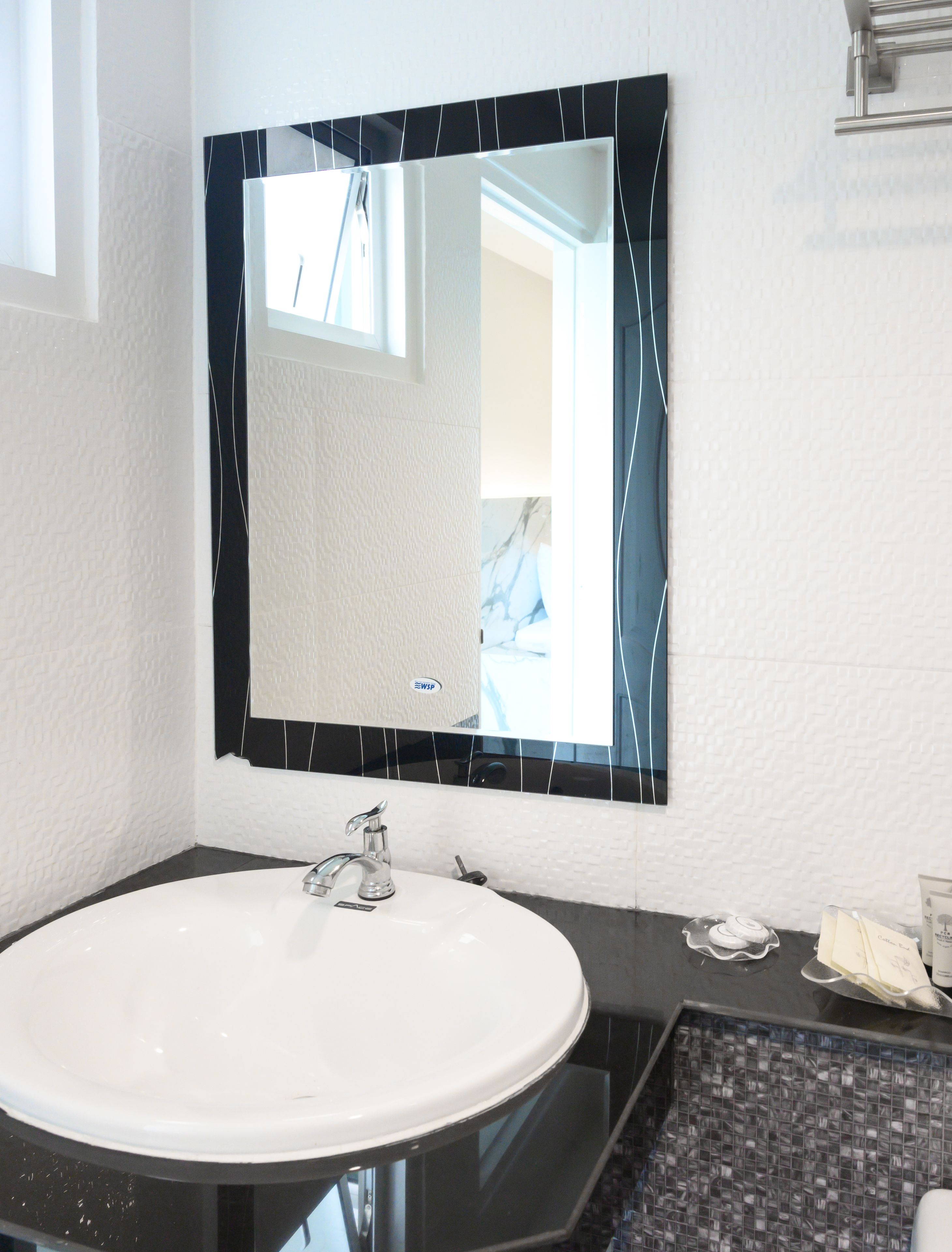 superior double room | bathroom | shower, hair dryer, towels, soap