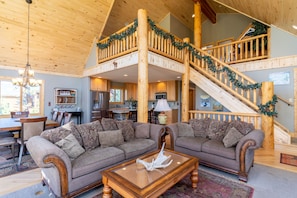 Smart TV, fireplace, video games, DVD player