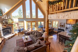 Smart TV, fireplace, video games, DVD player