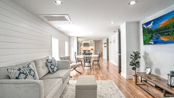 Smart TV, DVD player, books, video library