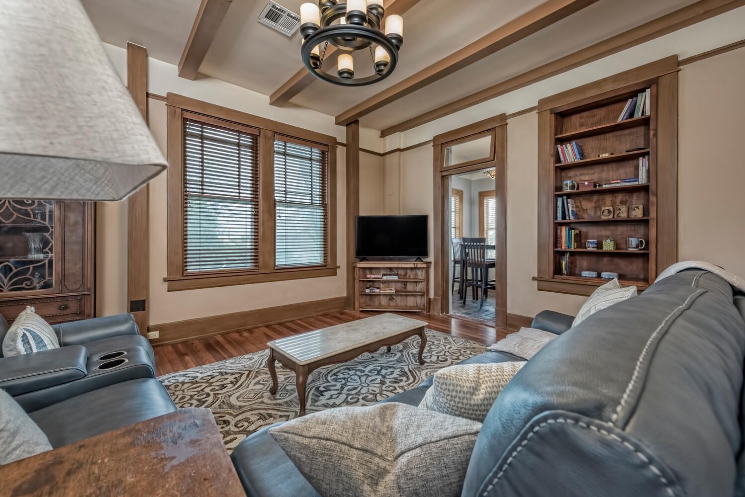 Smart TV, fireplace, video games, DVD player