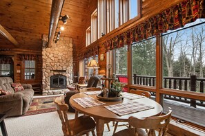 Interior - Spacious and beautiful lakefront log home on 7 acres with private dock (Presque Isle)