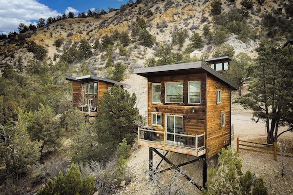 Treetop Cabin 2 Treehouse sits on East Zion Resort's hillside with sunset views to the west. Because of it's location, this cabin is the perfect place to stay between Zion and Bryce Canyon National parks.