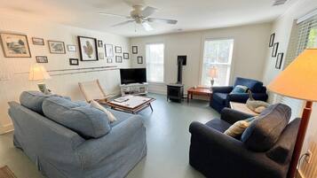 Télévision, cheminée, lecteur de DVD