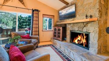 Smart TV, chimenea, videojuegos y reproductor de DVD