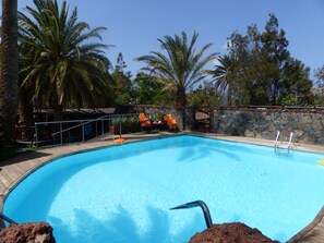 Outdoor pool, sun loungers