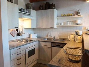 Fridge, oven, dishwasher, high chair