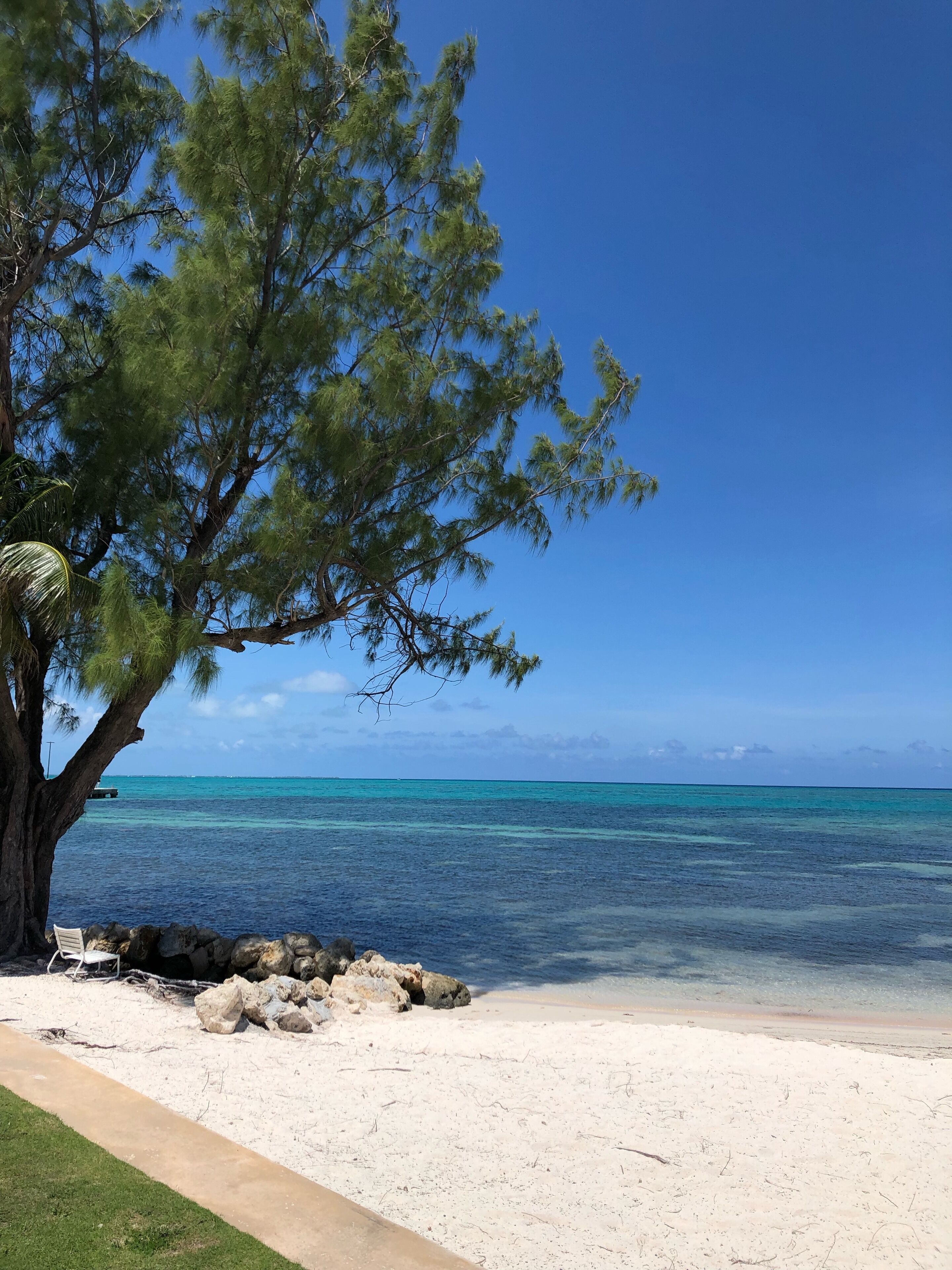 På stranden, solsenger og strandhåndklær