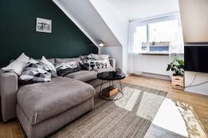 City Apartment, 2 Bedrooms | Living area | Plasma TV - Apartment LE28 (Reykjavik)