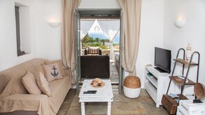 House, 3 Bedrooms, Private Pool | Living room | Flat-screen TV - Mare Blu Koundouros (Kea)