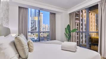 Departamento Elite | Ropa de cama de alta calidad y caja de seguridad en la habitación