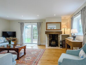 TV, fireplace