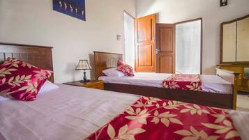 Desk, blackout curtains, soundproofing, iron/ironing board