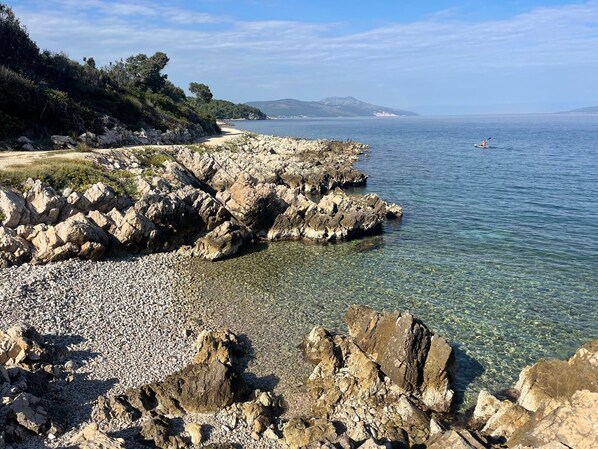 On the beach, beach towels