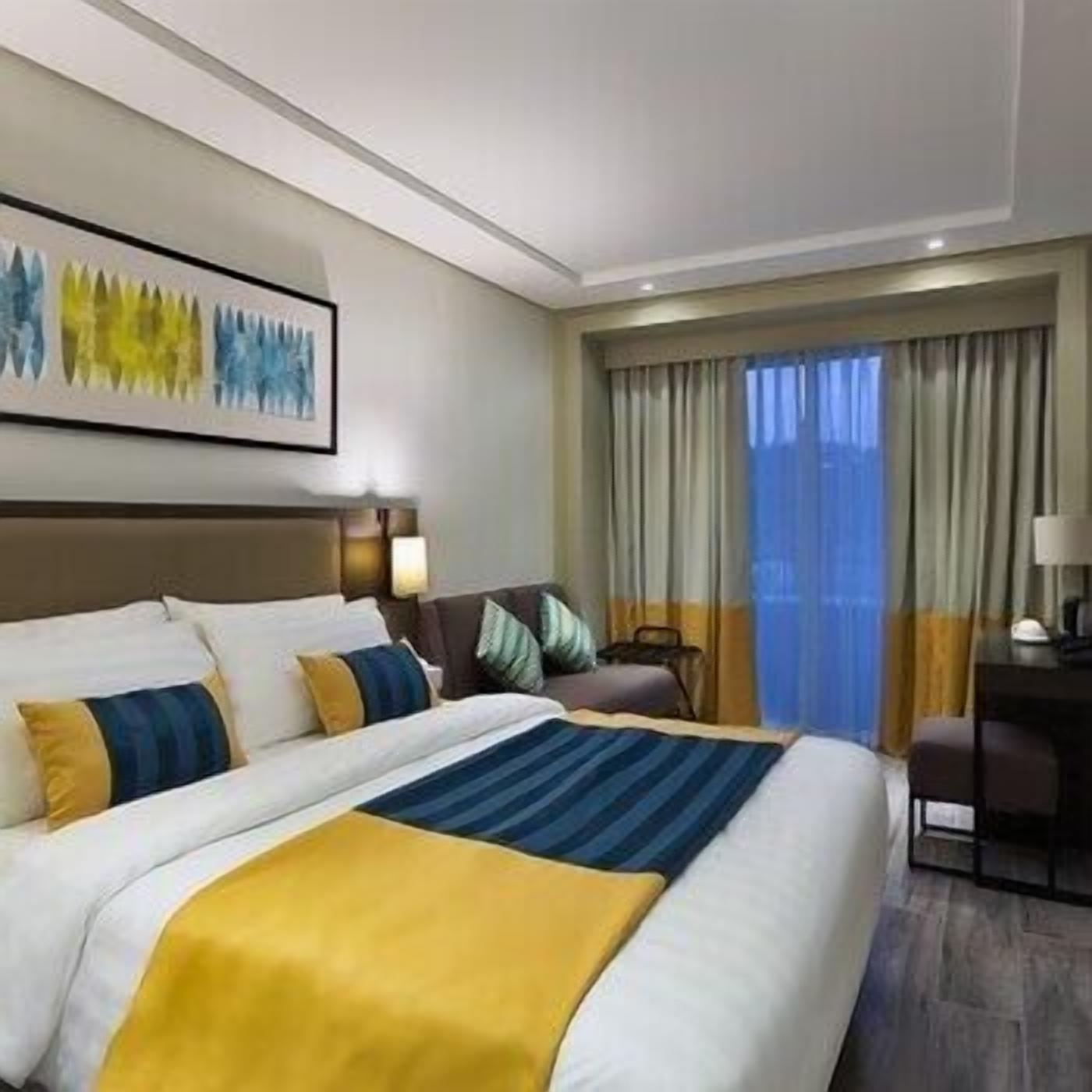 In-room safe, desk, laptop workspace, blackout curtains