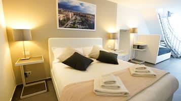 1 chambre, couette en duvet d'oie, surmatelas
