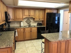 Fridge, microwave, oven, dishwasher