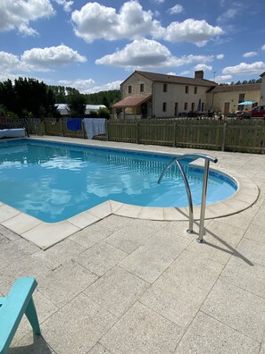 Outdoor pool, a heated pool - 11th Century convertered  barn (Berrie)