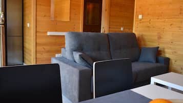 Casa de campo básica | Área de sala de estar | Televisión de pantalla plana de 32 pulgadas con canales digitales