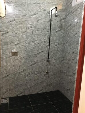 Economy-Apartment (Tulp) | Badezimmer | Dusche, Handtücher, Toilettenpapier