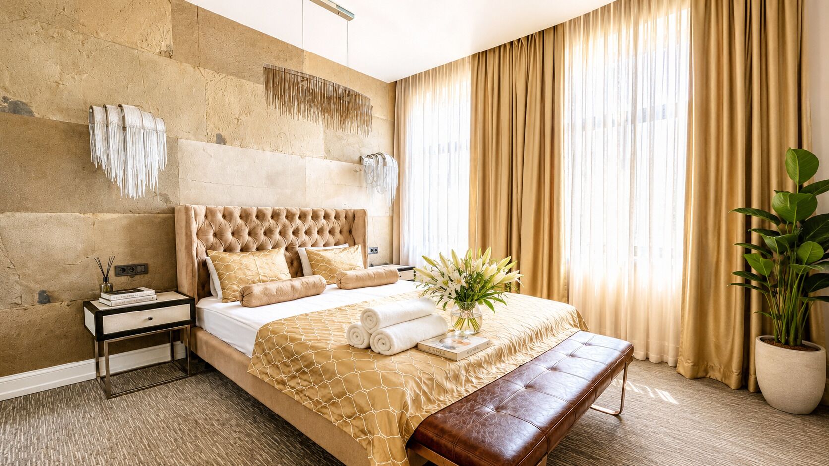 Luxe beddengoed, een minibar, een bureau, geluiddichte muren