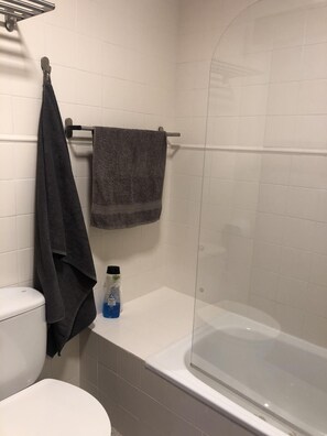 Badekar, hårtørrer, håndklæder, Toiletpapir