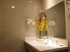 Shower, slippers, towels