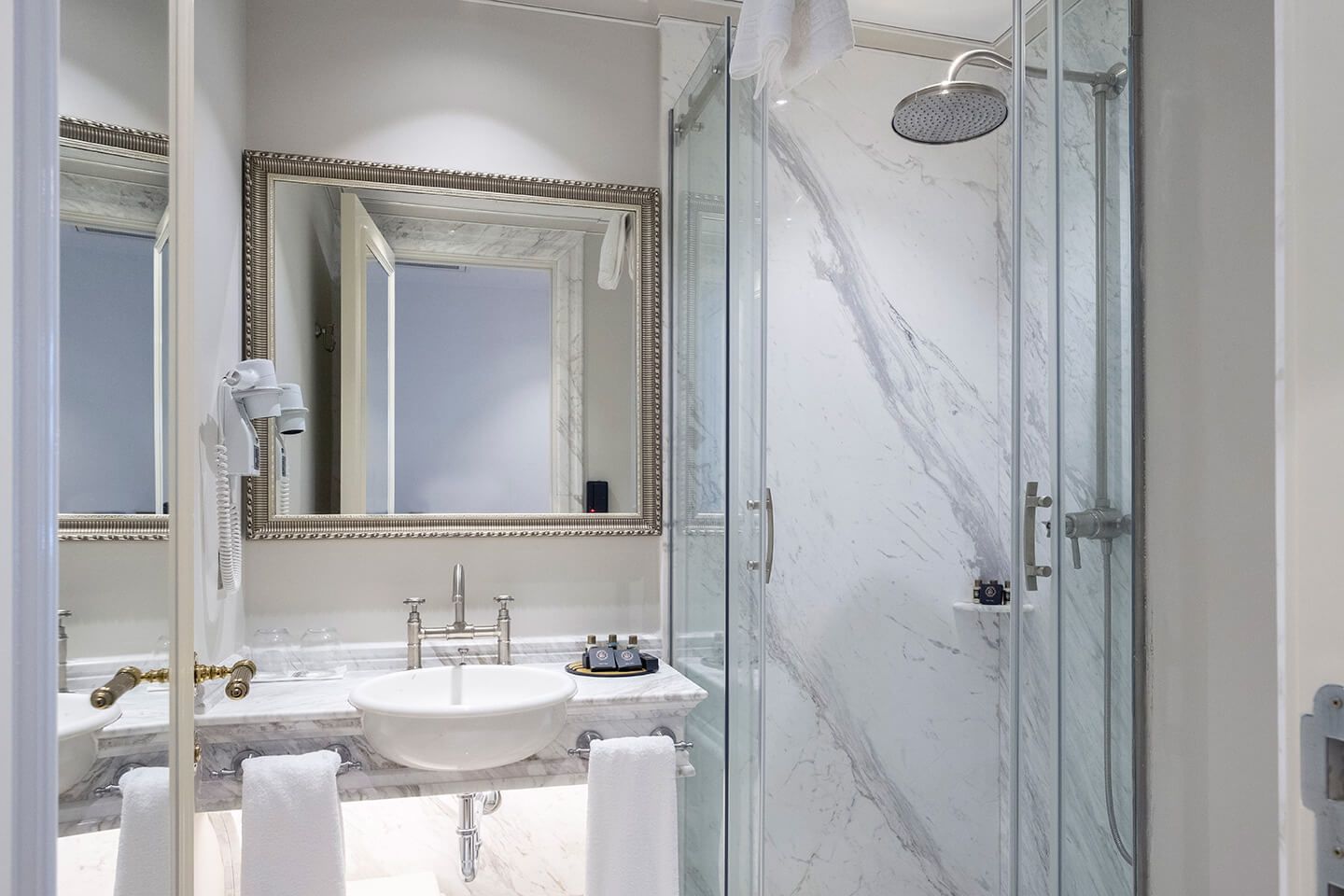 shower, free toiletries, hair dryer, bathrobes