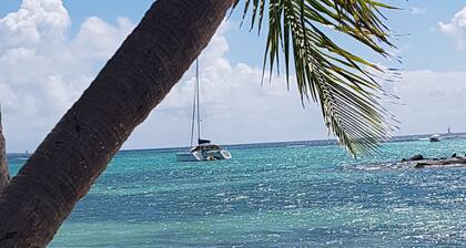 Amplia T2, con acceso a la playa, 2 piscinas, en un jardín tropical.