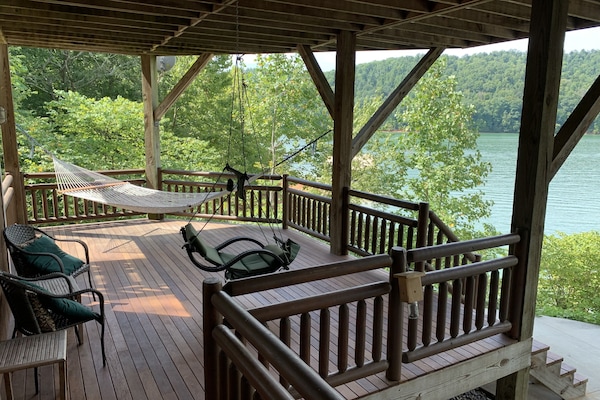 Lower deck with new hardwood decking
