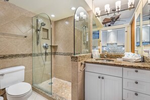 Shower, hair dryer, towels - Aloha Condos, Napili Bay Resort, Condo 108, Beachfront (Lahaina)