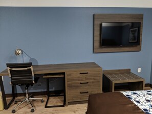 Individually decorated, individually furnished, desk, blackout drapes