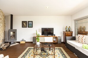 Smart-tv, eldstad, tv-spel och dvd-spelare