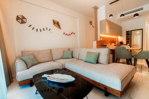 Elite Villa | Living area | 55-inch flat-screen TV with satellite channels, Smart TV - Elite Luxury Villas (Parga)