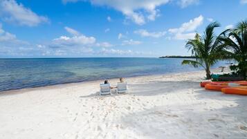 On the beach, white sand