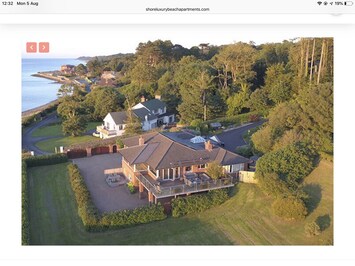 Overhead view of house, apartment is on the ground floor