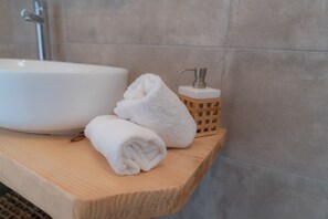 Secadora de cabello, bidet, toallas 