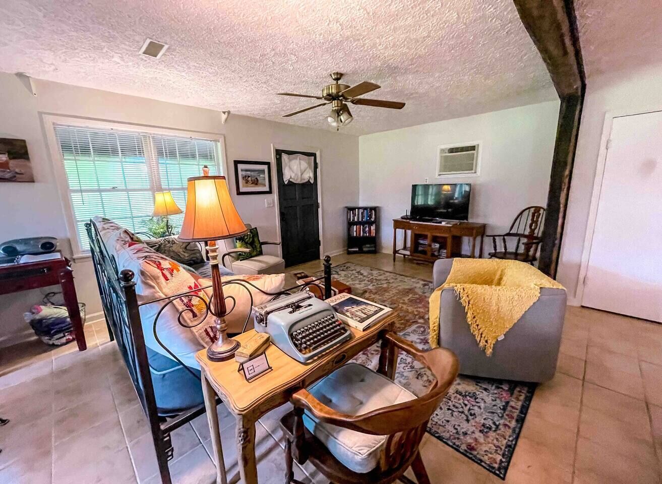 Smart TV, DVD player, books, music library