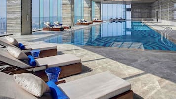 Indoor pool, open 6:30 AM to 11:00 PM, sun loungers