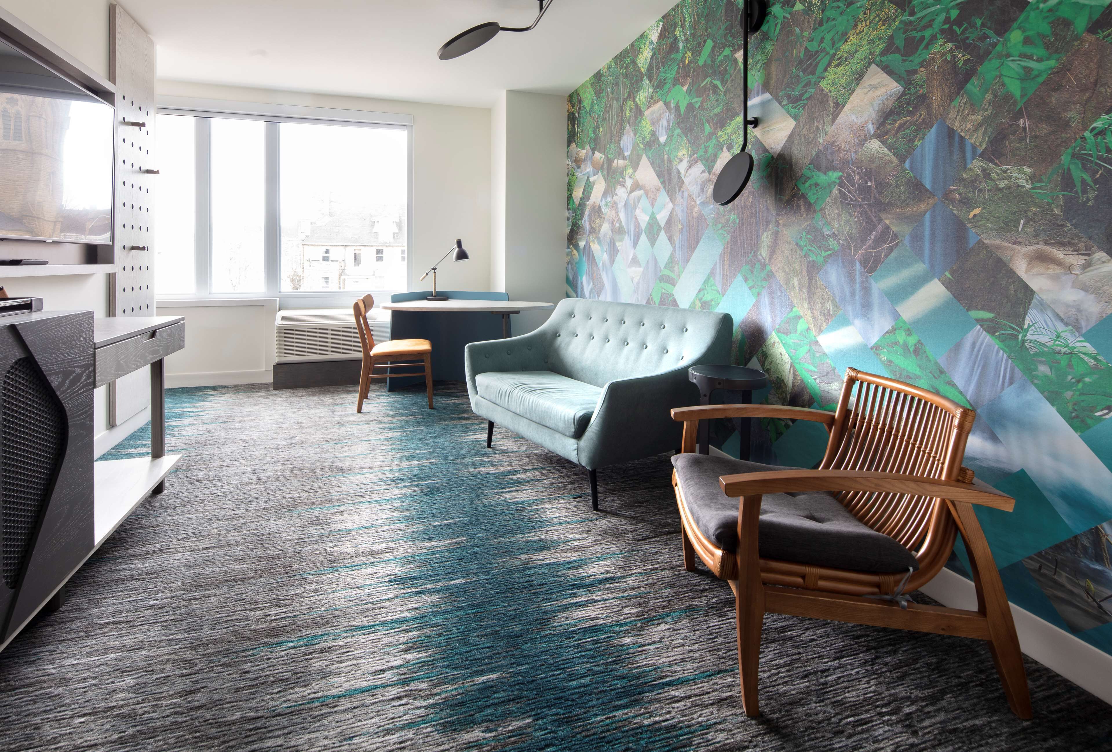 junior suite, 1 king bed | living area | 55-inch flat-screen tv with cable channels, tv