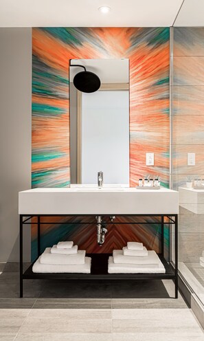 Room, 1 King Bed, Accessible (Roll-In Shower) | Bathroom | Shower, free toiletries, hair dryer, towels