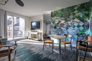 Junior Suite, 1 King Bed, Balcony | Living area | 55-inch flat-screen TV with cable channels, TV - Canvas Moncton, Tapestry Collection by Hilton (Moncton)